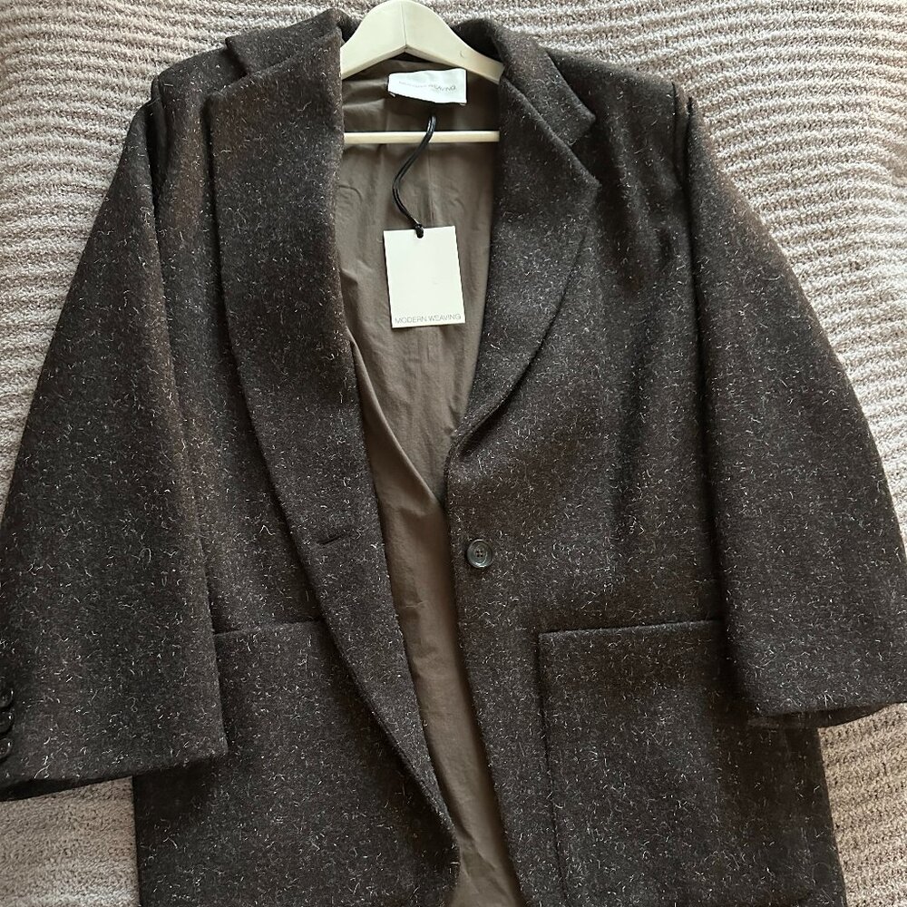 Modern Weaving Chocolate Wool Melton Blazer L